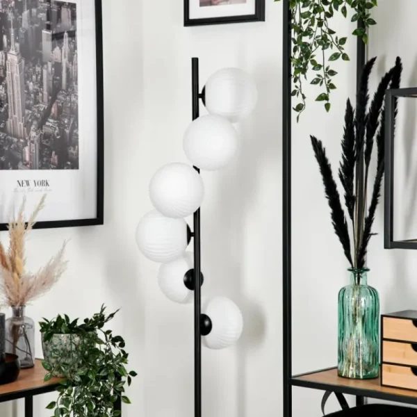 hofstein Lampadaire - Verre 15 cm Remaisnil Blanc, 6 lumières* Lampes Modernes
