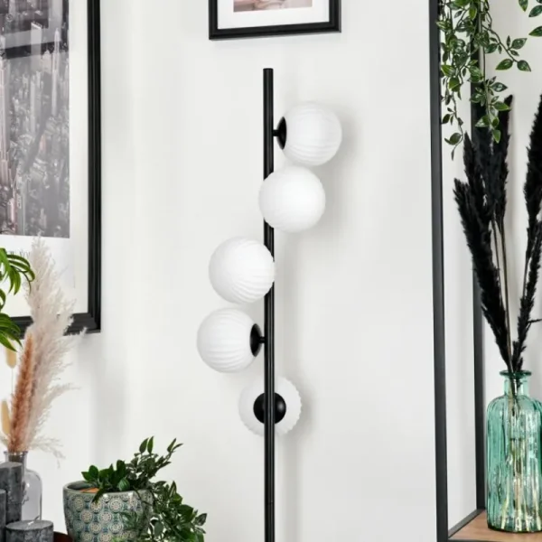 hofstein Lampadaire - Verre 12 cm Remaisnil Blanc, 5 lumières* Lampes Modernes