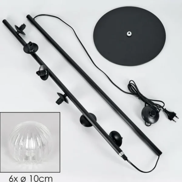 hofstein Lampadaire - Verre 10 cm Remaisnil Clair, 6 lumières* Lampes Modernes