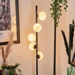 hofstein Lampadaire - Verre 10 cm Remaisnil Blanc, 5 lumières* Lampes Modernes