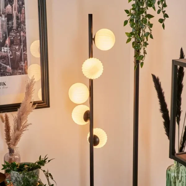 hofstein Lampadaire - Verre 10 cm Remaisnil Blanc, 5 lumières* Lampes Modernes