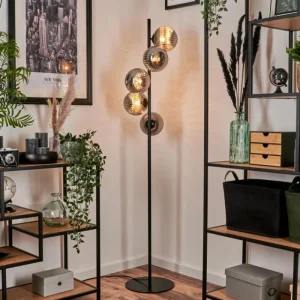 hofstein Lampadaire - Verre 15 cm Remaisnil Fumé, 5 lumières* Lampes Modernes