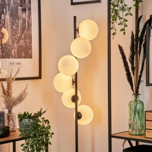 hofstein Lampadaire - Verre 15 cm Remaisnil Blanc, 6 lumières* Lampes Modernes