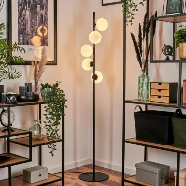 hofstein Lampadaire - Verre 12 cm Remaisnil Blanc, 5 lumières* Lampes Modernes