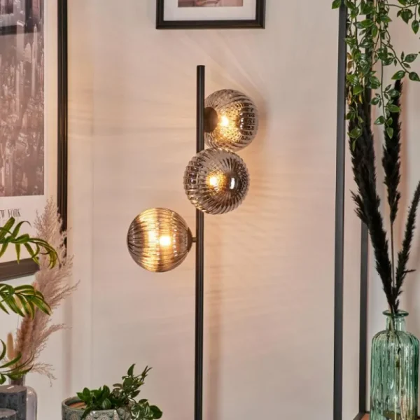 hofstein Lampadaire - Verre 15 cm Remaisnil Fumé, 3 lumières* Lampes Modernes