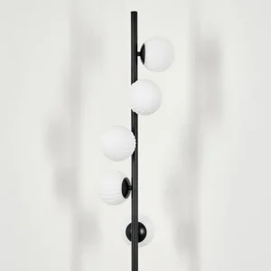 hofstein Lampadaire - Verre 10 cm Remaisnil Blanc, 5 lumières* Lampes Modernes
