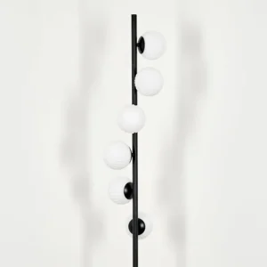 hofstein Lampadaire - Verre 10 cm Remaisnil Blanc, 6 lumières* Lampes En Verre
