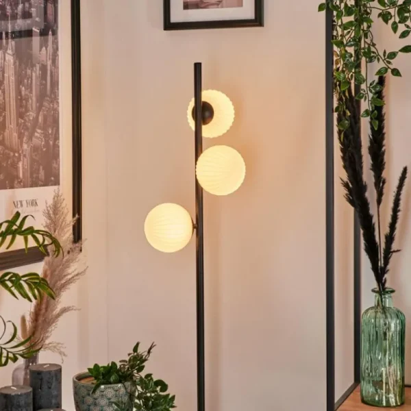 hofstein Lampadaire - Verre 12 cm Remaisnil Blanc, 3 lumières* Lampes Modernes