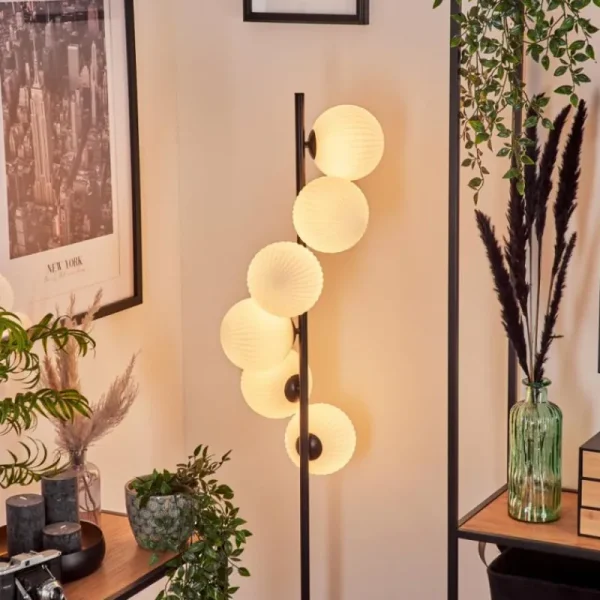hofstein Lampadaire - Verre 15 cm Remaisnil Blanc, 6 lumières* Lampes Modernes