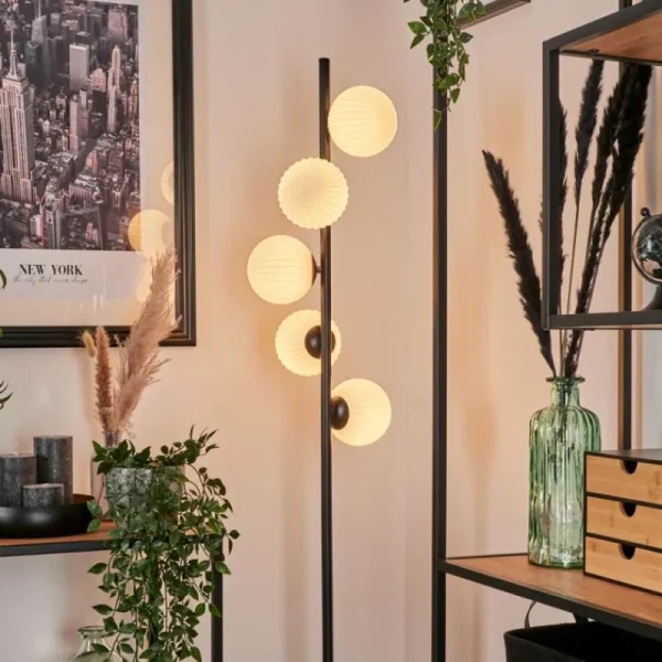 hofstein Lampadaire - Verre 12 cm Remaisnil Blanc, 5 lumières* Lampes Modernes