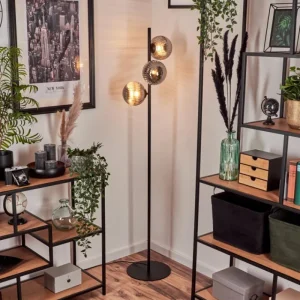 hofstein Lampadaire - Verre 15 cm Remaisnil Fumé, 3 lumières* Lampes Modernes
