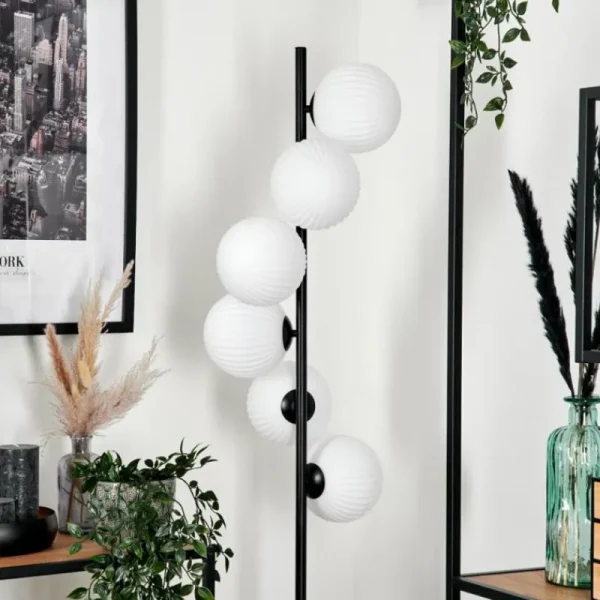 hofstein Lampadaire - Verre 15 cm Remaisnil Blanc, 6 lumières* Lampes Modernes
