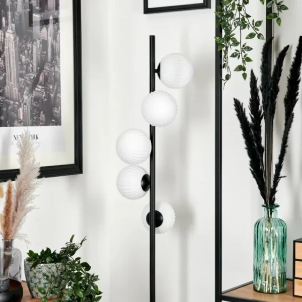 hofstein Lampadaire - Verre 12 cm Remaisnil Blanc, 5 lumières* Lampes Modernes