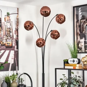 hofstein Lampadaire - Verre 15 cm Ripoll Cuivré, 5 lumières* Lampes En Verre