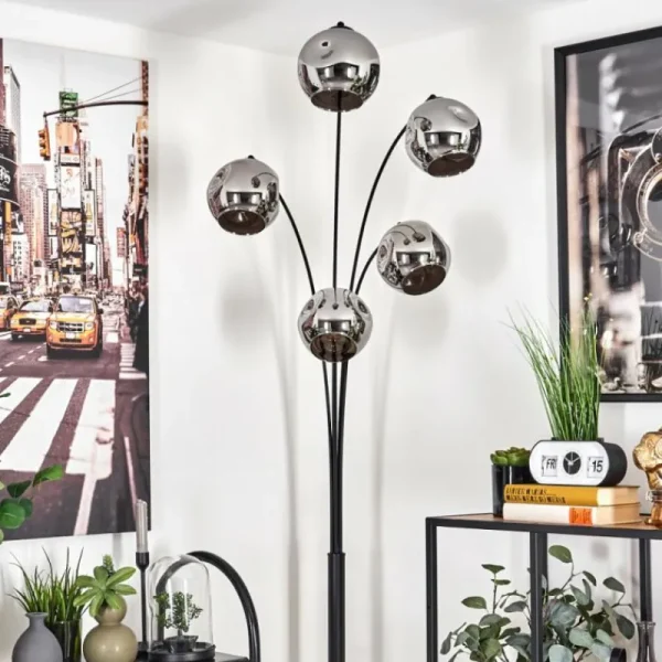 hofstein Lampadaire - Verre 15 cm Ripoll Chrome, 5 lumières* Lampes En Verre