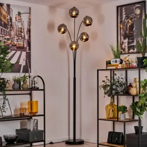 hofstein Lampadaire - Verre 15 cm Ripoll Chrome, 5 lumières* Lampes En Verre