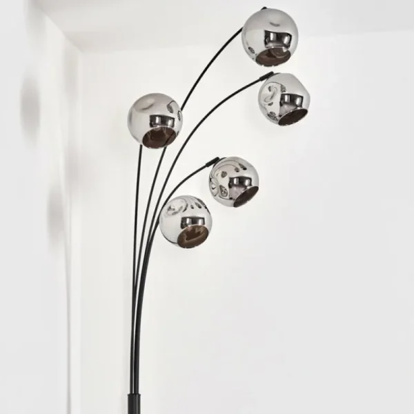 hofstein Lampadaire - Verre 15 cm Ripoll Chrome, 5 lumières* Lampes En Verre