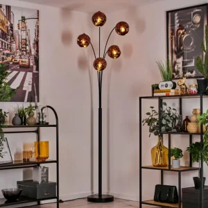 hofstein Lampadaire - Verre 15 cm Ripoll Cuivré, 5 lumières* Lampes En Verre