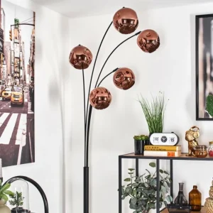 hofstein Lampadaire - Verre 15 cm Ripoll Cuivré, 5 lumières* Lampes En Verre