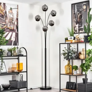 hofstein Lampadaire - Verre 15 cm Ripoll Chrome, 5 lumières* Lampes En Verre