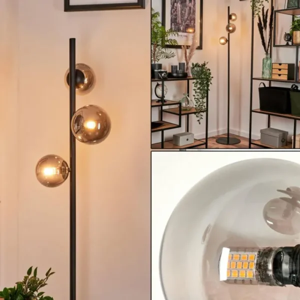 hofstein Lampadaire - Verre Remaisnil Fumé, 3 lumières* Lampes Modernes