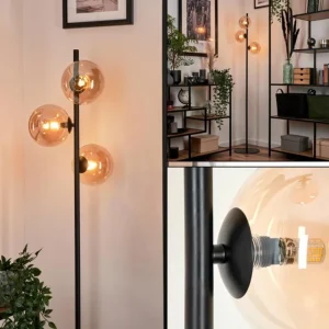 hofstein Lampadaire - Verre Remaisnil Noir, 3 lumières* Lampes En Verre