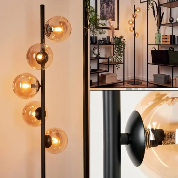 hofstein Lampadaire - Verre Remaisnil Ambre, 5 lumières* Lampes En Verre