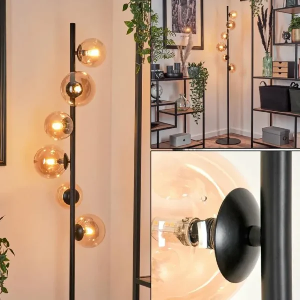 hofstein Lampadaire - Verre Remaisnil Ambre, 6 lumières* Lampes En Verre