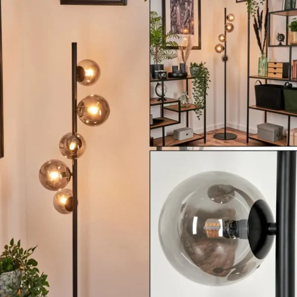 hofstein Lampadaire - Verre Remaisnil Fumé, 5 lumières* Lampes Modernes
