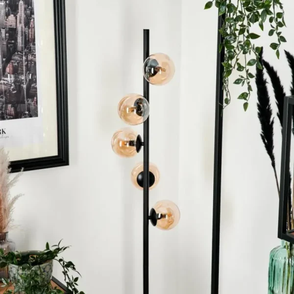 hofstein Lampadaire - Verre Remaisnil Noir, 5 lumières* Lampes En Verre