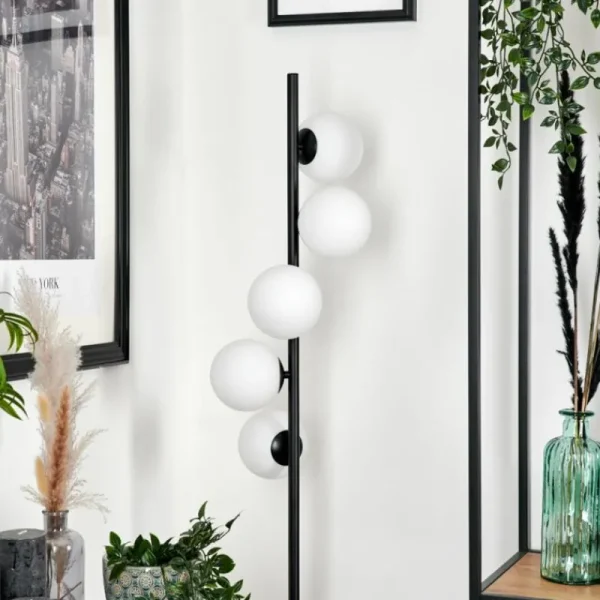 hofstein Lampadaire - Verre Remaisnil Blanc, 5 lumières* Lampes En Verre