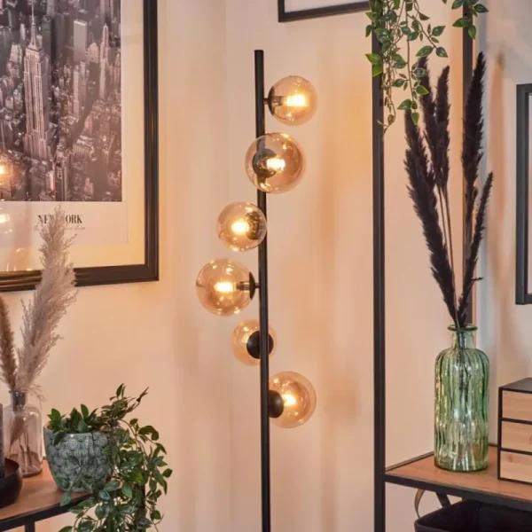 hofstein Lampadaire - Verre Remaisnil Ambre, 6 lumières* Lampes En Verre