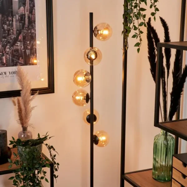 hofstein Lampadaire - Verre Remaisnil Noir, 6 lumières* Lampes En Verre