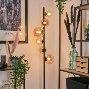 hofstein Lampadaire - Verre Remaisnil Ambre, 6 lumières* Lampes En Verre
