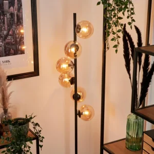 hofstein Lampadaire - Verre Remaisnil Noir, 6 lumières* Lampes En Verre