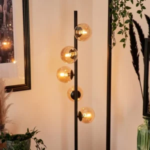 hofstein Lampadaire - Verre Remaisnil Noir, 5 lumières* Lampes En Verre