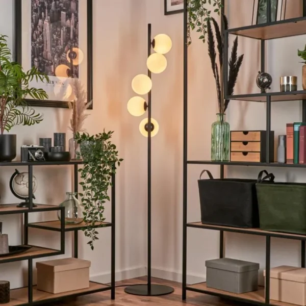 hofstein Lampadaire - Verre Remaisnil Blanc, 5 lumières* Lampes En Verre