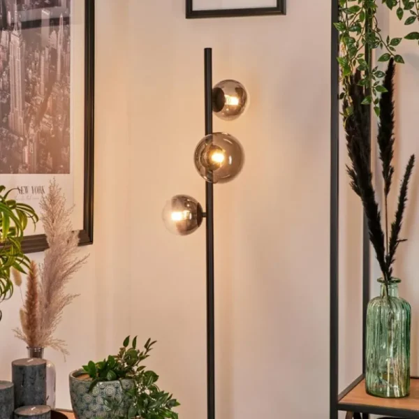 hofstein Lampadaire - Verre Remaisnil Clair, Fumé, 3 lumières* Lampes Modernes