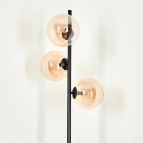 hofstein Lampadaire - Verre Remaisnil Noir, 3 lumières* Lampes En Verre