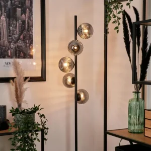 hofstein Lampadaire - Verre Remaisnil Noir, 5 lumières* Lampes Modernes