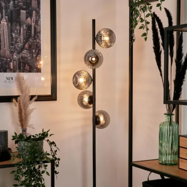 hofstein Lampadaire - Verre Remaisnil Noir, 5 lumières* Lampes Modernes