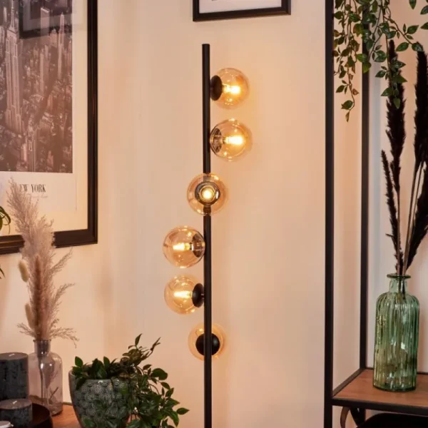 hofstein Lampadaire - Verre Remaisnil Noir, 6 lumières* Lampes En Verre