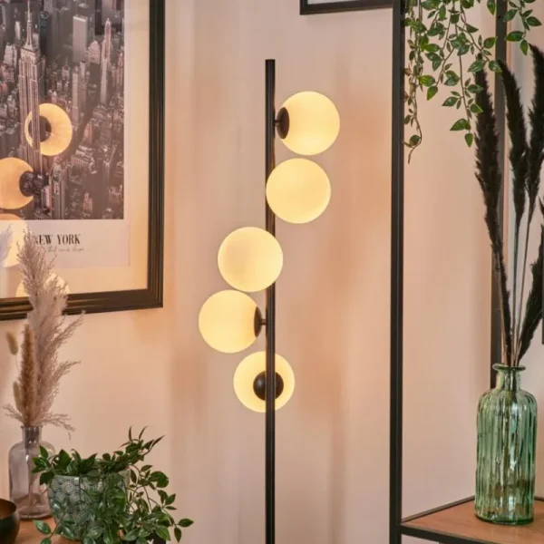 hofstein Lampadaire - Verre Remaisnil Blanc, 5 lumières* Lampes En Verre
