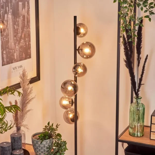 hofstein Lampadaire - Verre Remaisnil Fumé, 6 lumières* Lampes Modernes