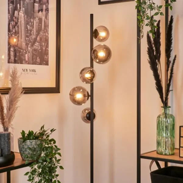 hofstein Lampadaire - Verre Remaisnil Fumé, 5 lumières* Lampes Modernes
