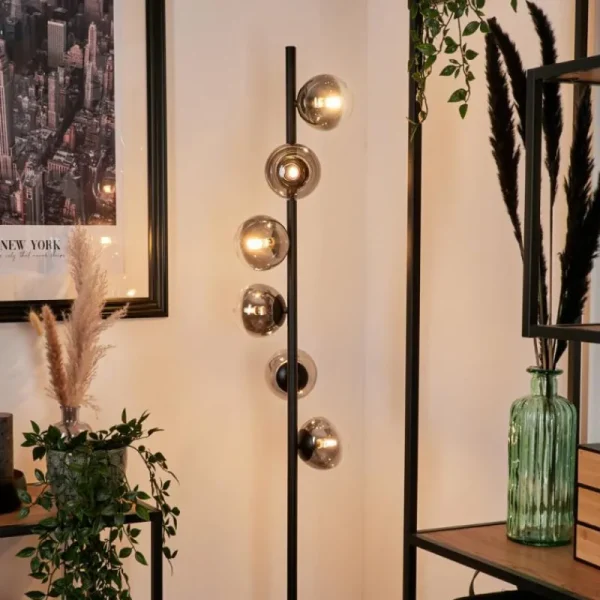 hofstein Lampadaire - Verre Remaisnil Noir, 6 lumières* Lampes Modernes