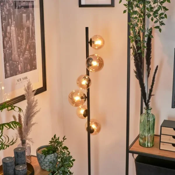 hofstein Lampadaire - Verre Remaisnil Ambre, 6 lumières* Lampes En Verre