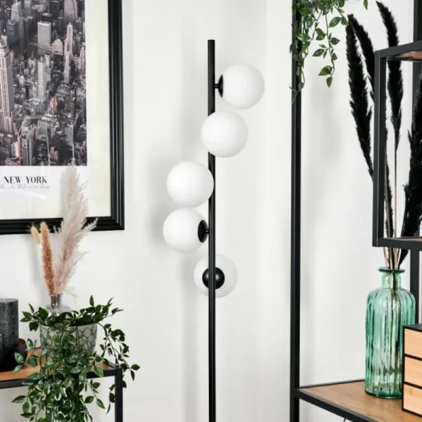 hofstein Lampadaire - Verre Remaisnil Blanc, 5 lumières* Lampes En Verre