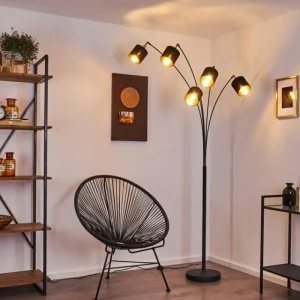 hofstein Lampadaire Alsen Noir, 5 lumières* Lampes Modernes