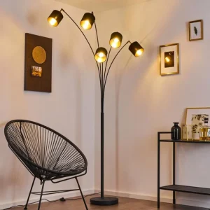 hofstein Lampadaire Alsen Noir, 5 lumières* Lampes Modernes